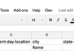 Geo menu item in G sheets