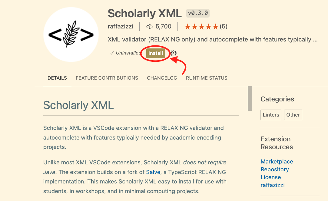 scholarly xml extension